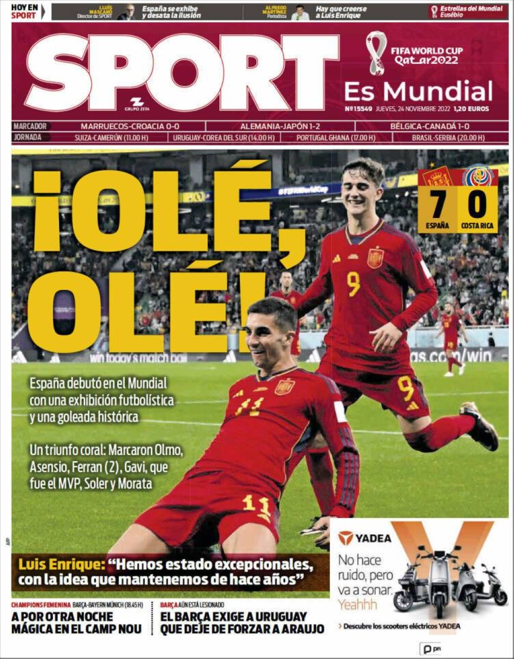 غلاف صحيفة سبورت