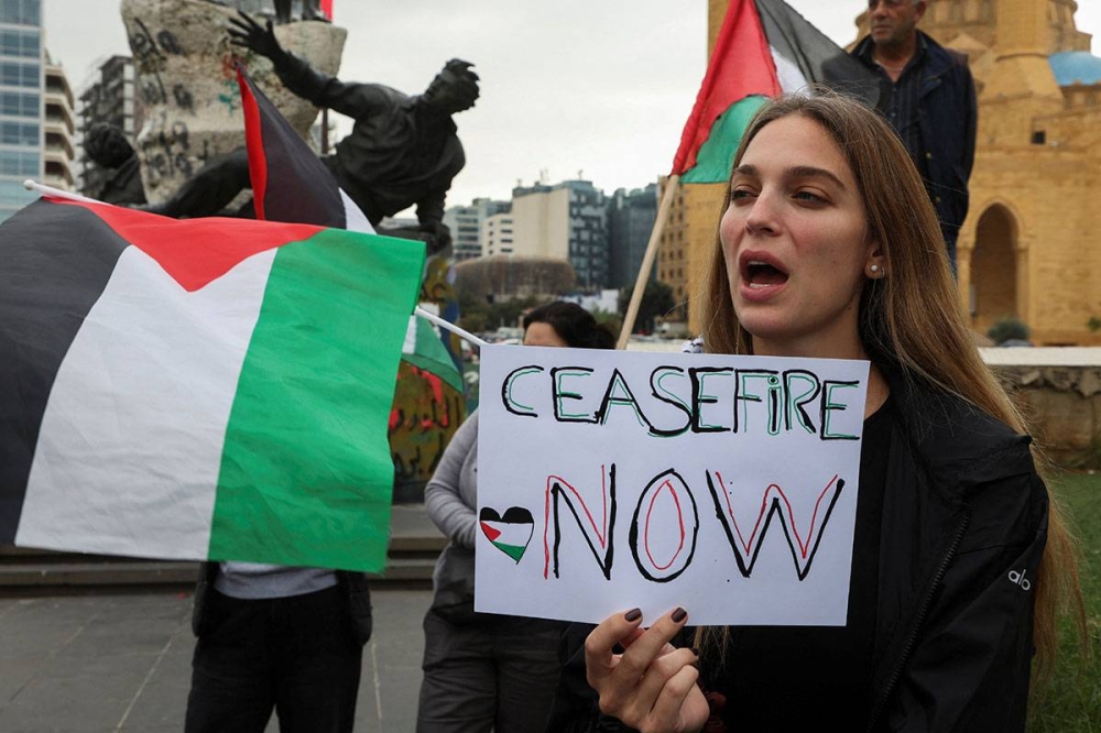 جانب من المتظاهرين