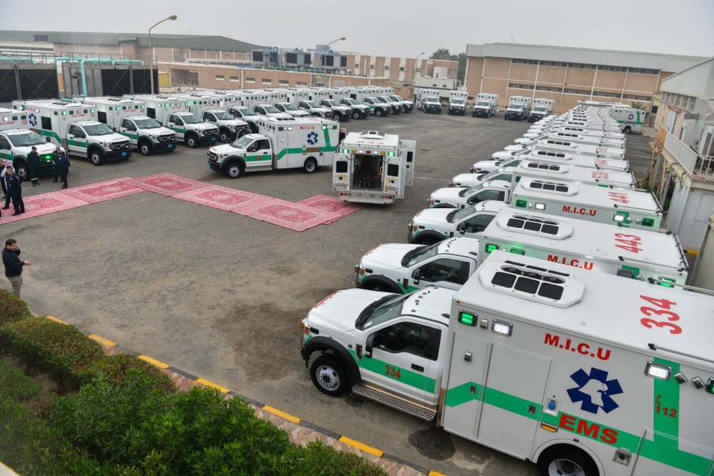 أسطول سيارات الإسعاف الجديدة الذي انضم لمنظومة الطوارئ الطبية