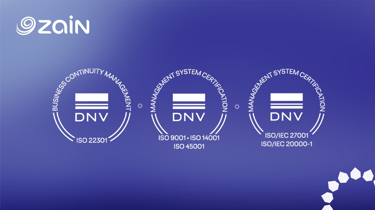  زين تجدد اعتماد أنظمة الإدارة وفق 6 معايير لـ ISO 
