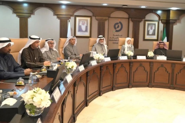 مجلس جامعة عبدالله السالم يعقد اجتماعه الأول برئاسة الأحمد. اعتماد اللائحة الداخلية واللائحة الإدارية وتدشين الموقع الرسمي الجديد للجامعة. اعتماد إعلان التوظيف لأعضاء الهيئة الأكاديمية والتدريسية وبرامج الدراسات العليا «2026-2027» 