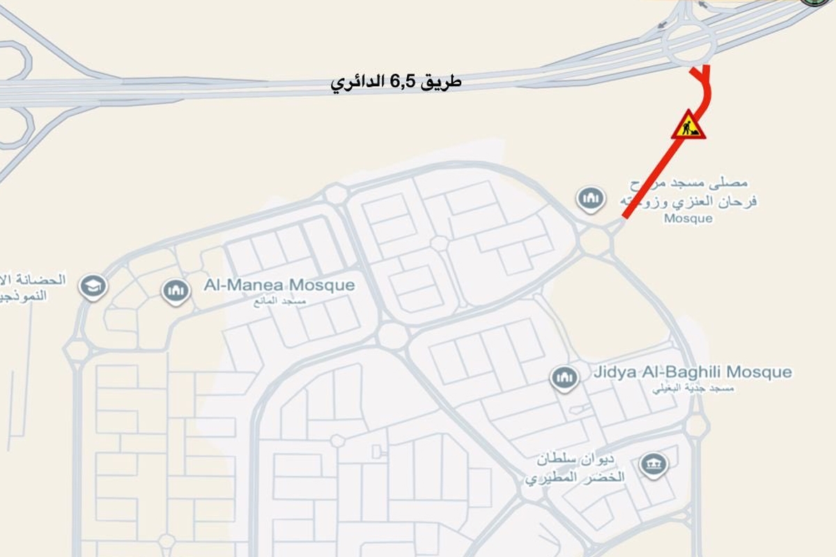 «المرور»: إغلاق كلي لمدخل ومخرج منطقة جنوب عبدالله المبارك من الدائري «6.5» 