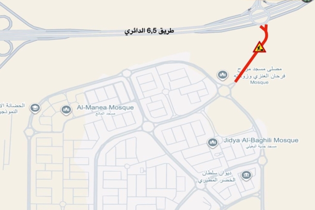 «المرور»: إغلاق كلي لمدخل ومخرج منطقة جنوب عبدالله المبارك من الدائري «6.5»