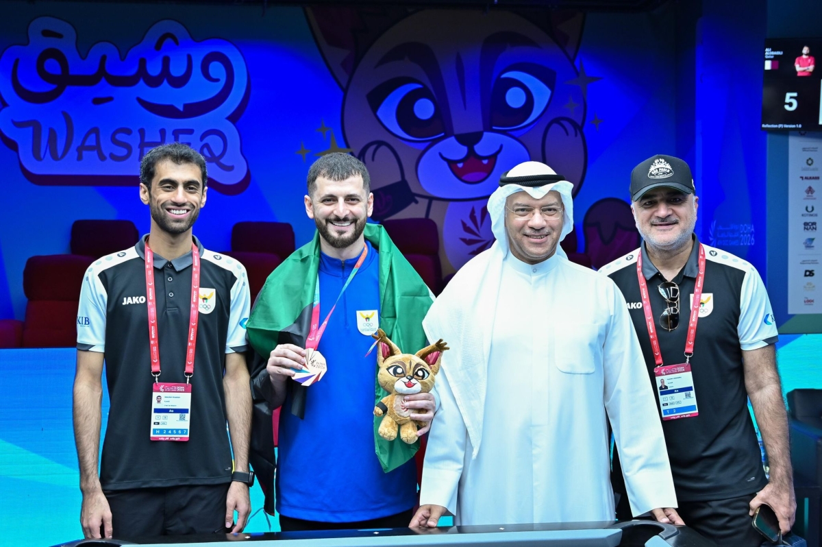لاعب منتخب الكويت للبلياردو سليمان غلوم ينال الميدالية البرونزية بدورة الألعاب الخليجية