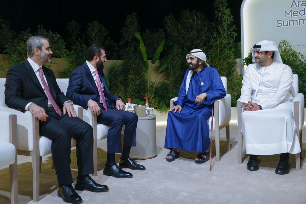 الشيخ محمد بن راشد يستقبل الشرع