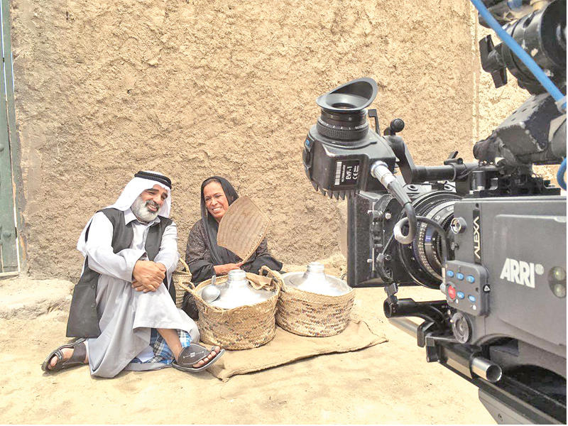 أثناء تصوير «بياعة النخي» مع حياة الفهد