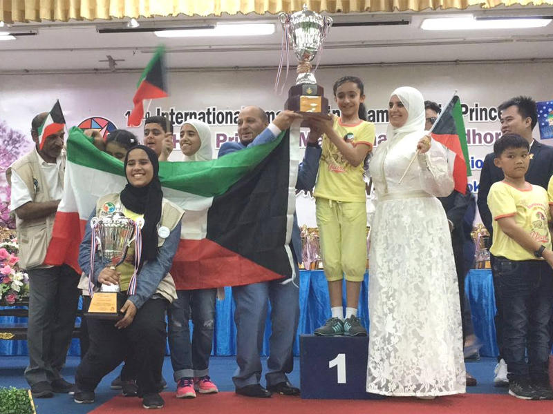 طلبة مركز صباح الأحمد خلال الفعاليات الختامية لمنافسات المسابقة الدولية (سمارت برين) للحساب الذهني التي اقيمت في تايلند