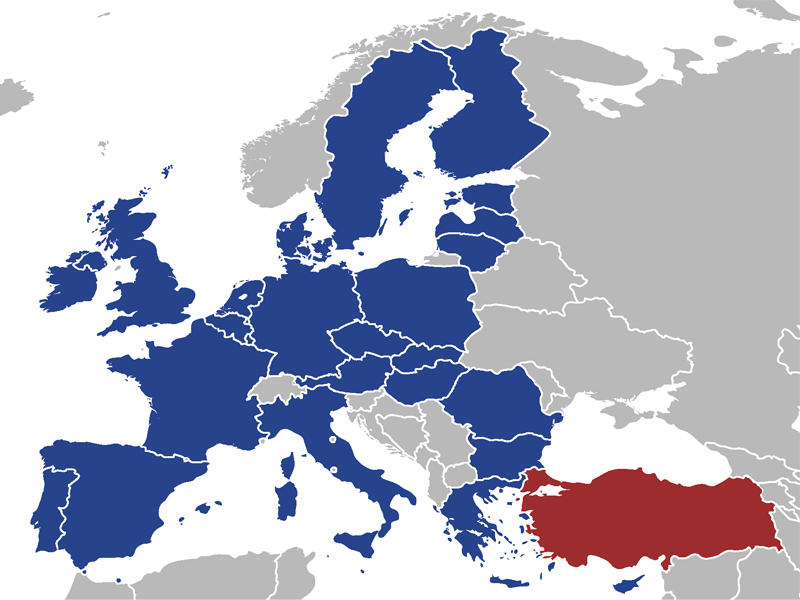 خريطة الاتحاد الاوروبي وتركيا