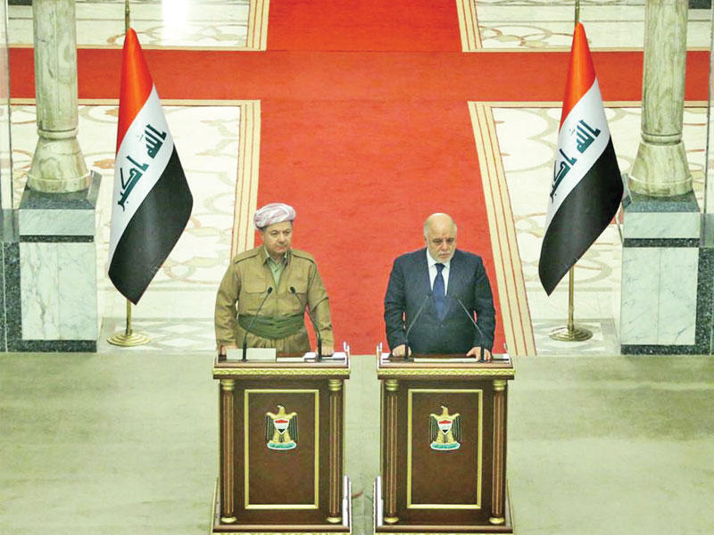 العبادي وبارزاني في بغداد أمس