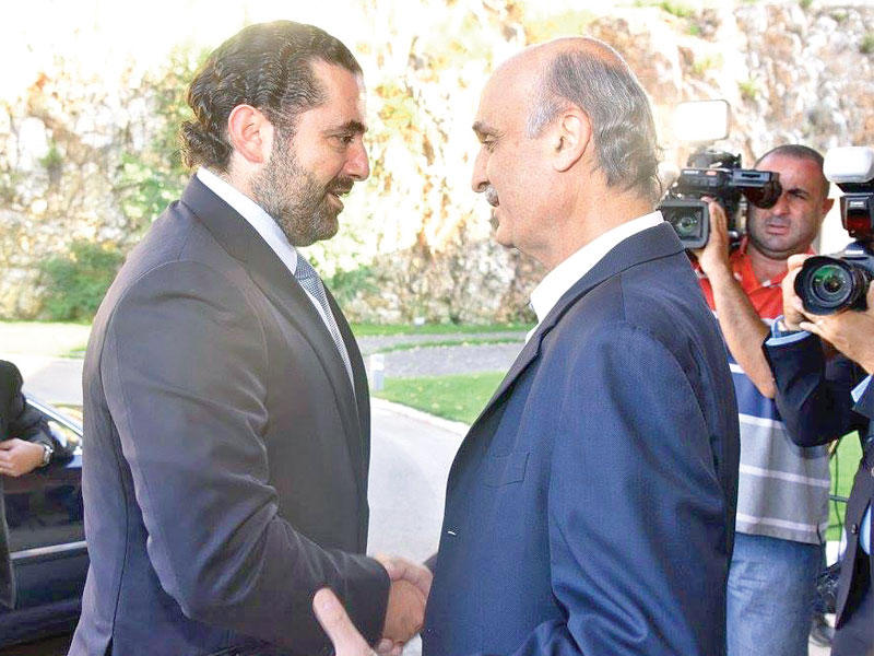 جعجع مستقبلا الحريري في معراب أمس