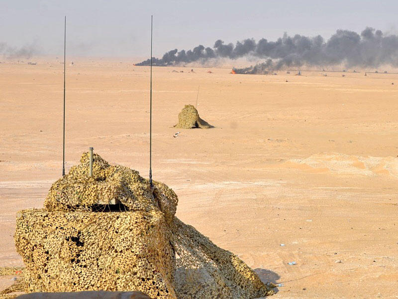 جانب من التمرين بالذخيرة الحية في ميدان الأديرع