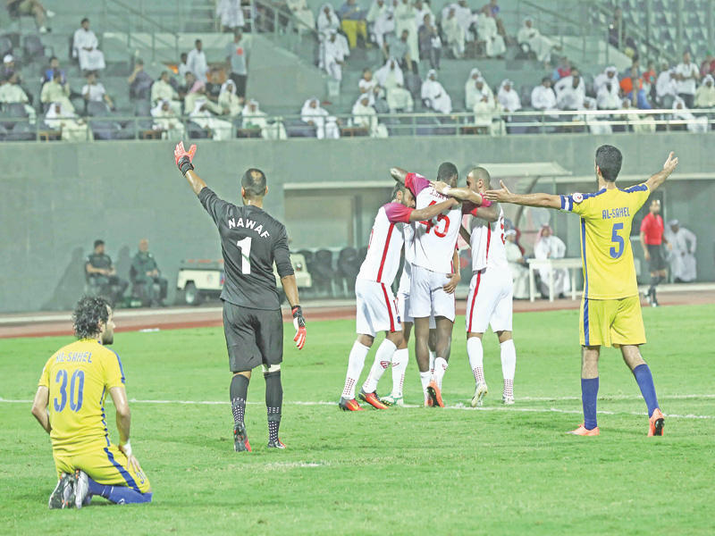 سعيد يحتفل بهدفه في شباك المنصور