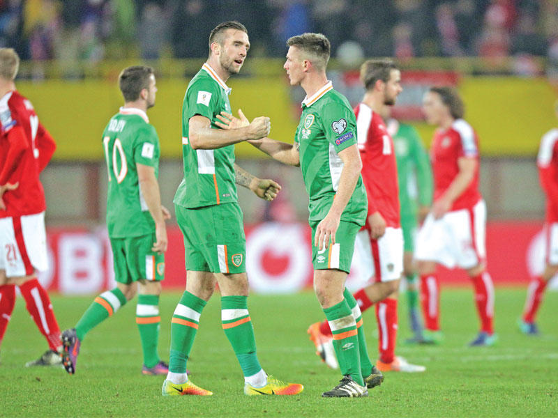 لاعبو المنتخب الأيرلندي بعد نهاية المباراة