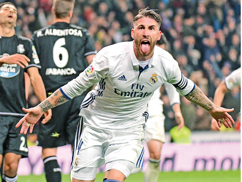 راموس نجم الريال يحتفل بهدفه