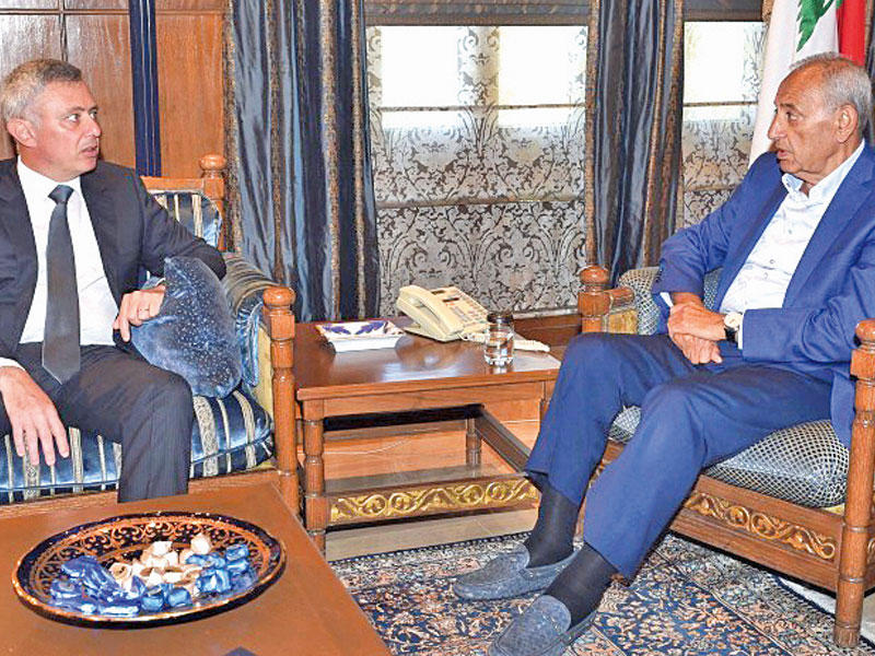 بري مستقبلاً فرنجية في عين التينة أمس (الوكالة الوطنية)