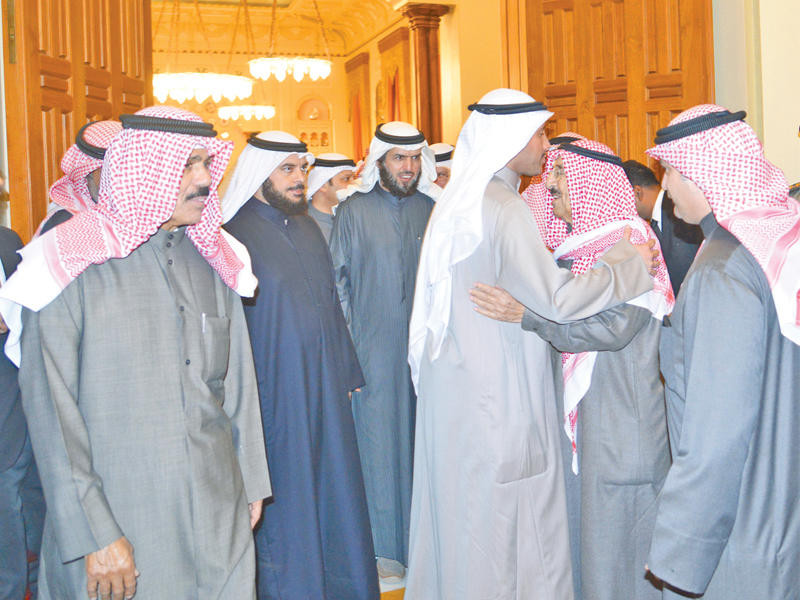 الأمير مستقبلاً رئيس وأعضاء مجلس الأمة بحضور ولي العهد أمس