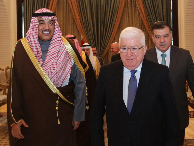 الرئيس العراقي فؤاد معصوم استقبل أمس النائب الأول لرئيس الوزراء وزير الخارجية الشيخ صباح الخالد بمناسبة زيارته لبغداد للمشاركة في الدورة السادسة للاجتماع الوزاري للجنة المشتركة العليا «الكويتية- العراقية».