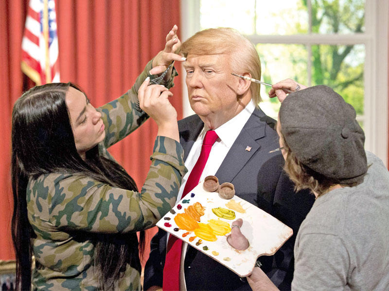 تمثال شمعي لترامب في معرض مدام توسو في لندن أمس (أ ف ب)