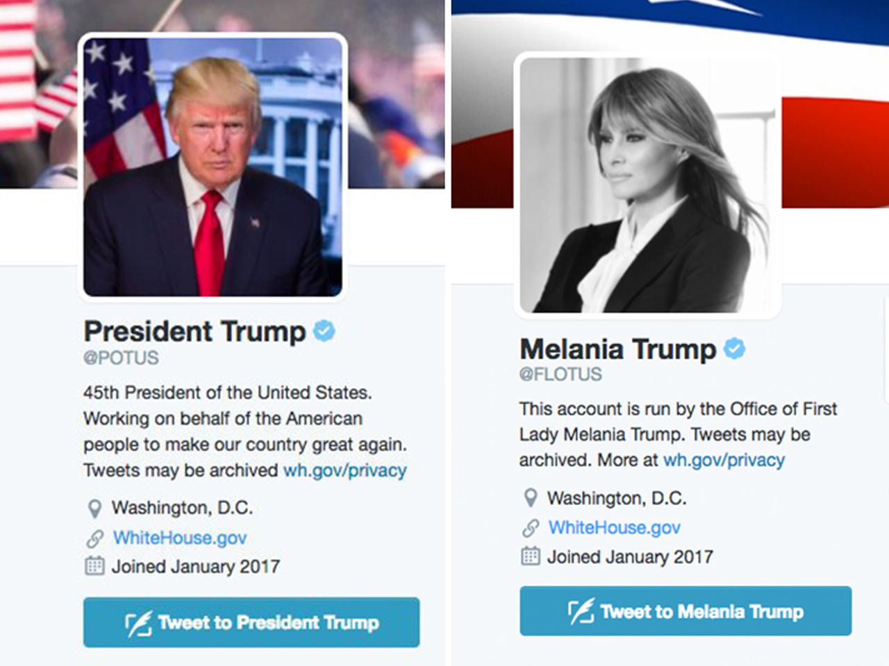 الحساب الرسمي للرئيس الأميركي والسيدة الأولى