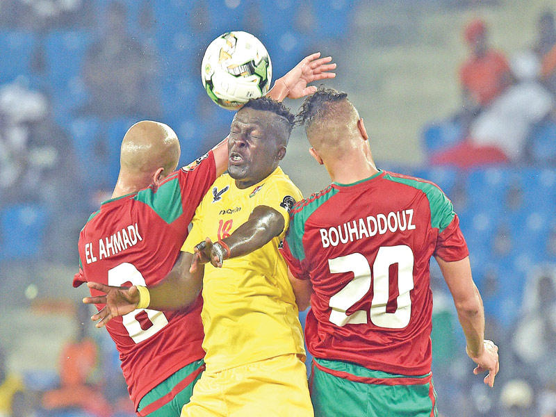 جانب من مباراة المغرب وتوغو (أ ف ب)