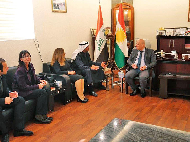   أحمد الصباح خلال لقائه المسؤولين في كردستان