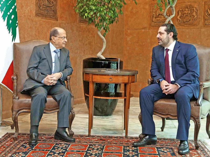 عون والحريري خلال لقائهما أمس في بعبدا (دالاتي ونهرا)