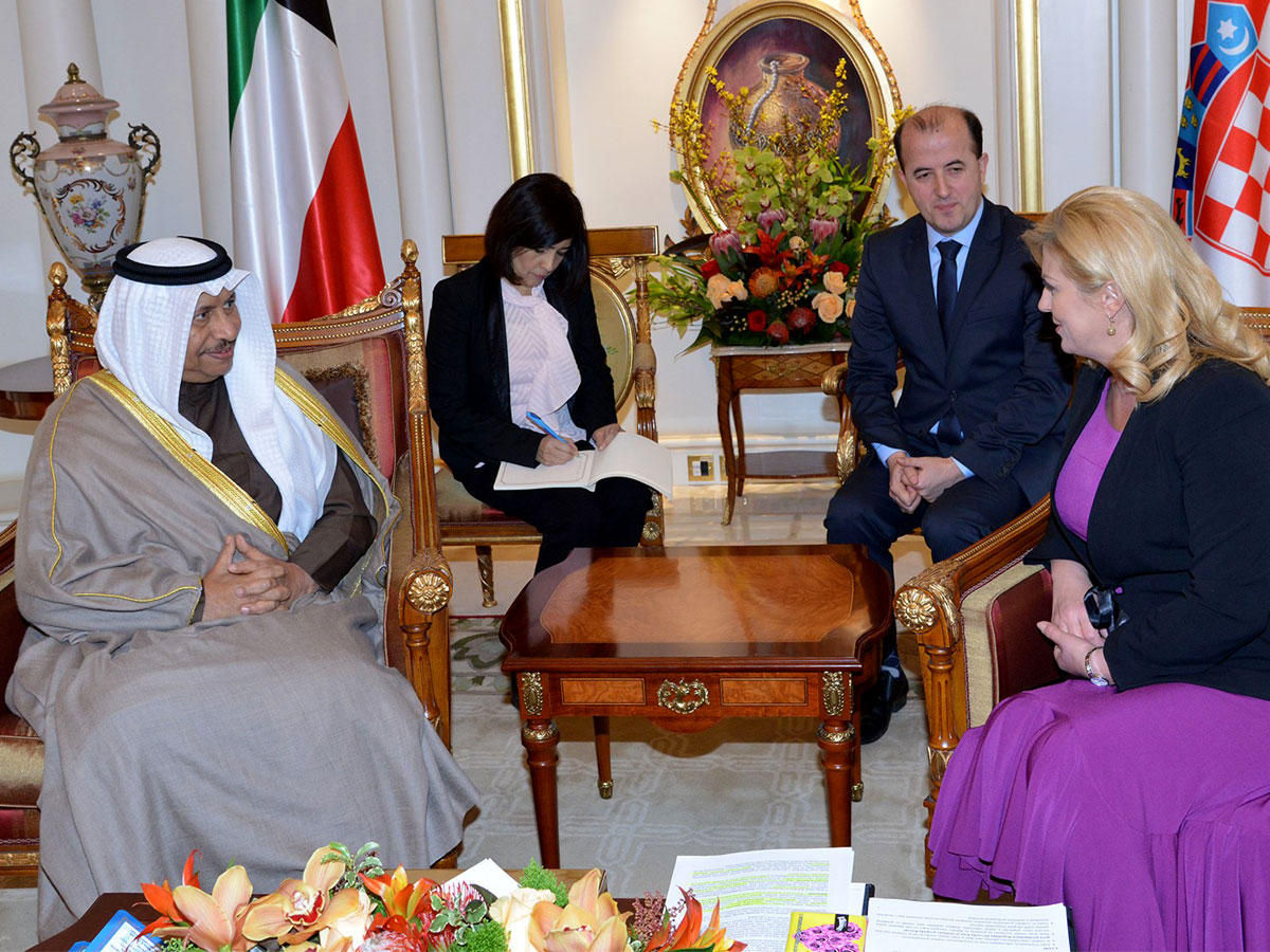  فخامة الرئيسة كوليندا غرابار كيتاروفيتش رئيسة جمهورية كرواتيا تستقبل سمو الشيخ جابر المبارك الحمد الصباح رئيس مجلس الوزراء 