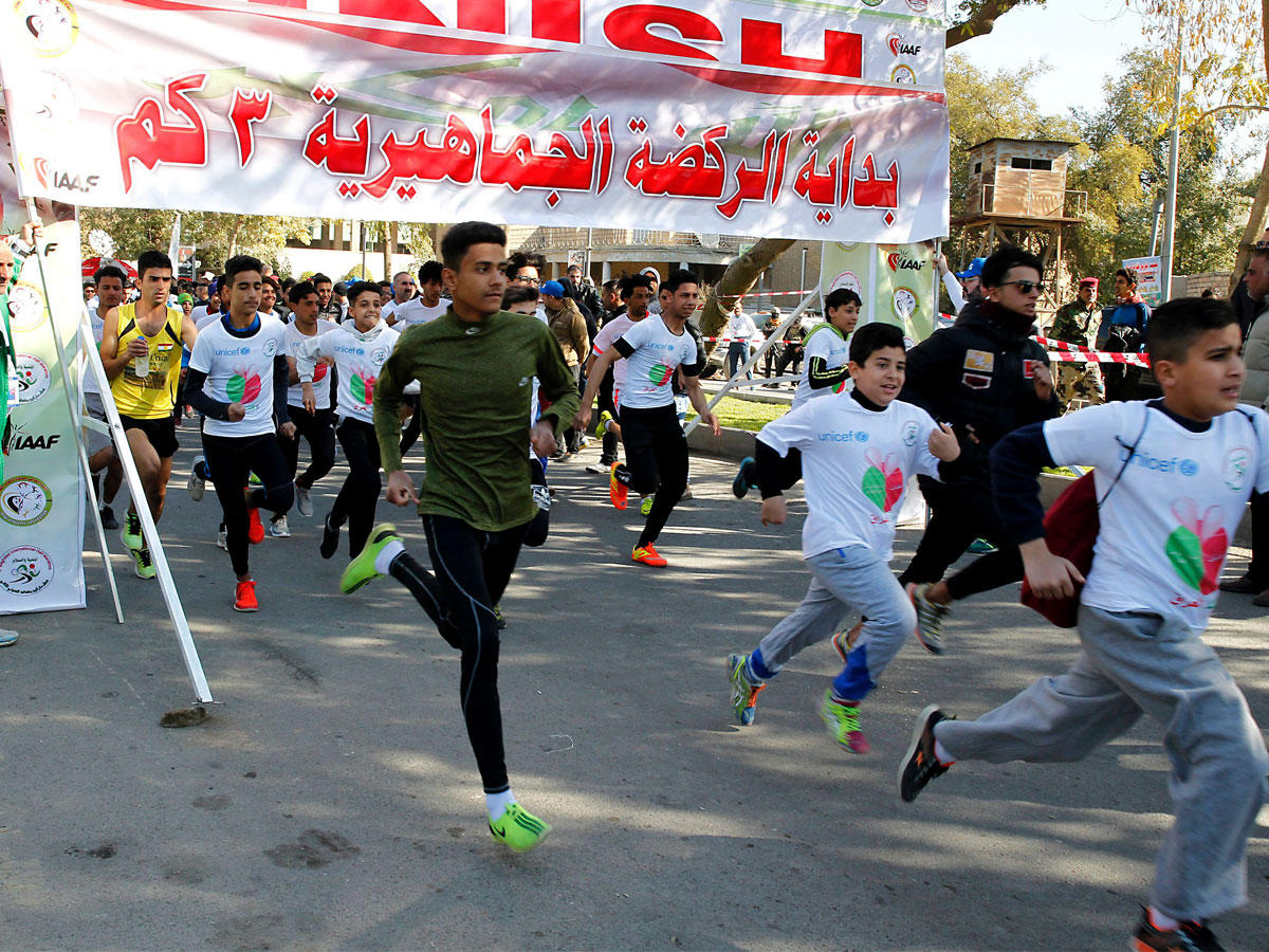 العراقيون يشاركون في ماراثون بغداد الثاني للسلام في العراق