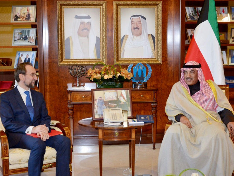  الشيخ صباح خالد الحمد الصباح النائب الاول لرئيس مجلس الوزراء ووزير الخارجية يستقبل مفوض الامم المتحدة السامي لحقوق الانسان الامير زيد بن رعد بن الحسين 