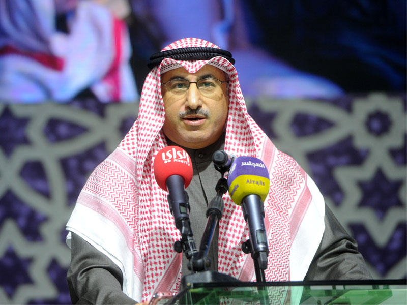 وزير التربية ووزير التعليم العالي الكويتي الدكتور محمد الفارس يلقي كلمة خلال حفل كلية القانون الكويتية العالمية بتخريج الدفعة الثالثة من حملة البكالوريوس بالحقوق