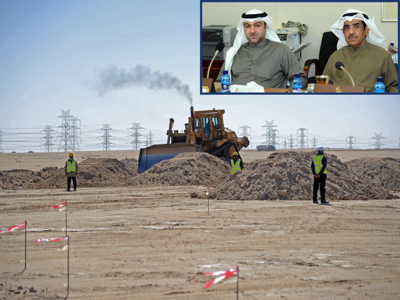 أعمال البنية التحتية في مشروع مدينة المطلاع، وفي الإطار ياسر أبل وبدر الوقيان