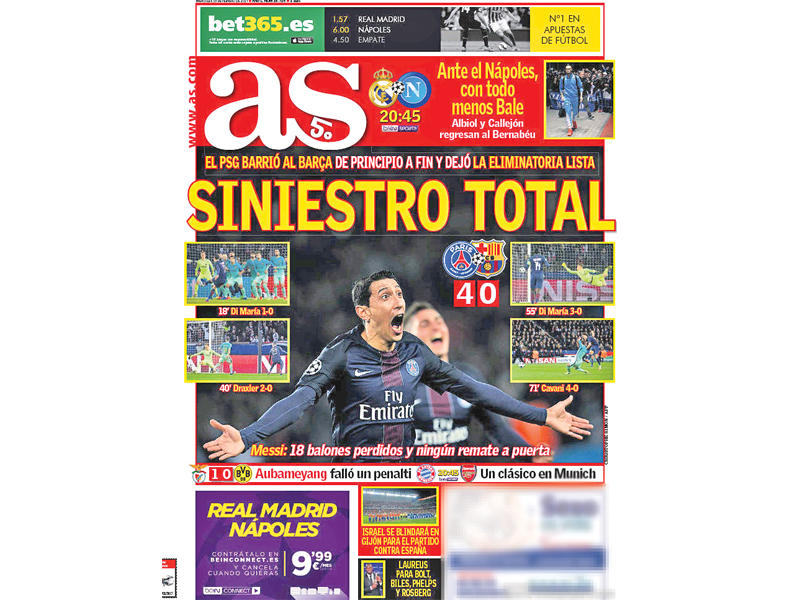 غلاف صحيفة اس الإسبانيه