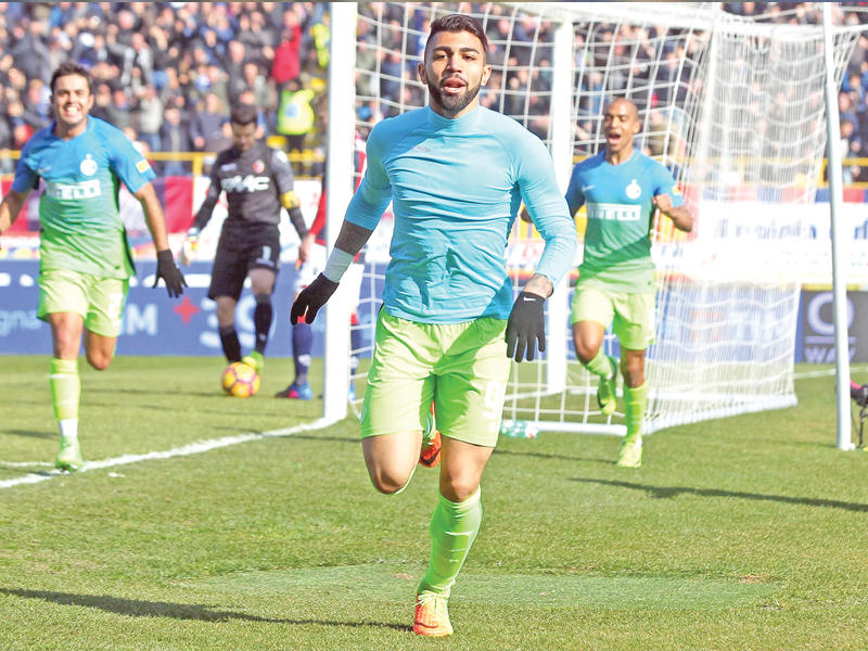 فرحة باربوسا بهدف الفوز الوحيد للإنتر