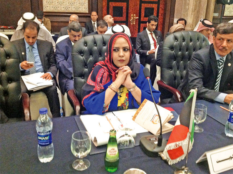  شيخة العدواني خلال مشاركتها في المؤتمر الوزاري العربي