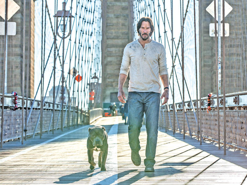 كيانو ريفز وكلبته في الفيلم