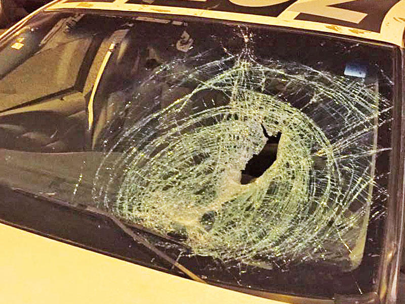 دورية أمنية تعرضت للإتلاف