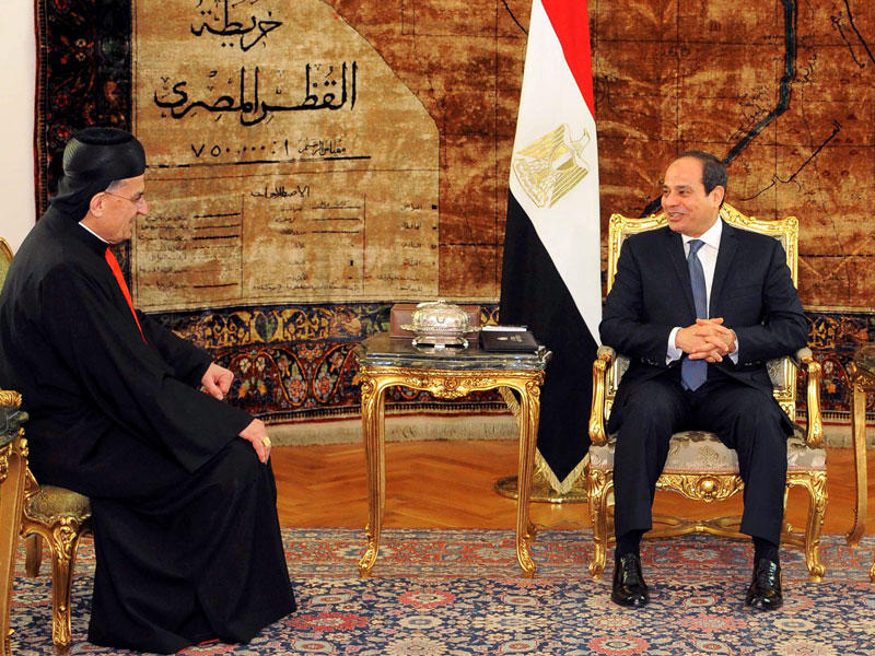  الرئيس المصري عبدالفتاح السيسي مع البطريرك الماروني مار بشارة بطرس