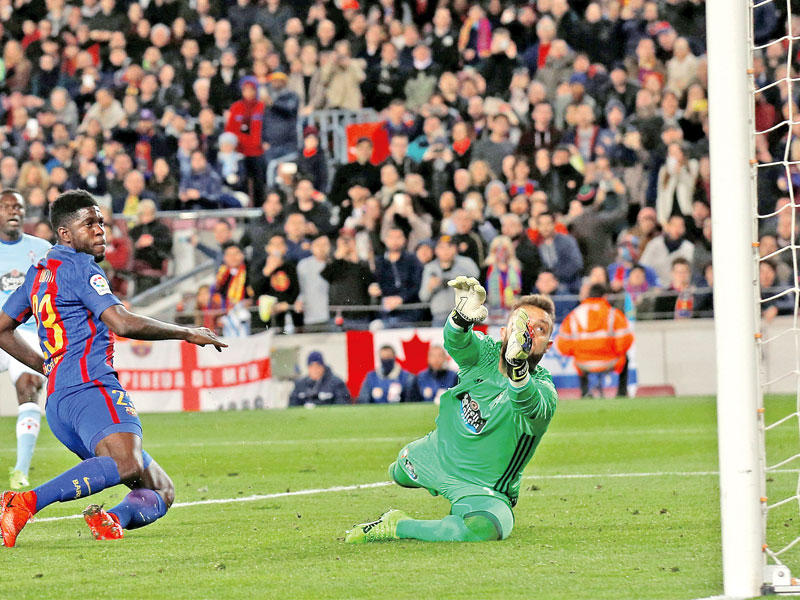 أومتيتي نجم البرشا يحرز هدفه في مرمى سيلتا فيغو