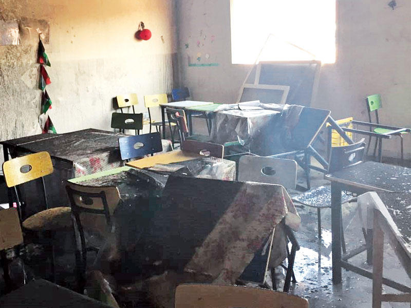 حريق في أحد فصول مدرسة أم مبشر
