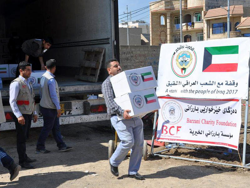 توزيع السلال الغذائية على الأسر النازحة في أربيل