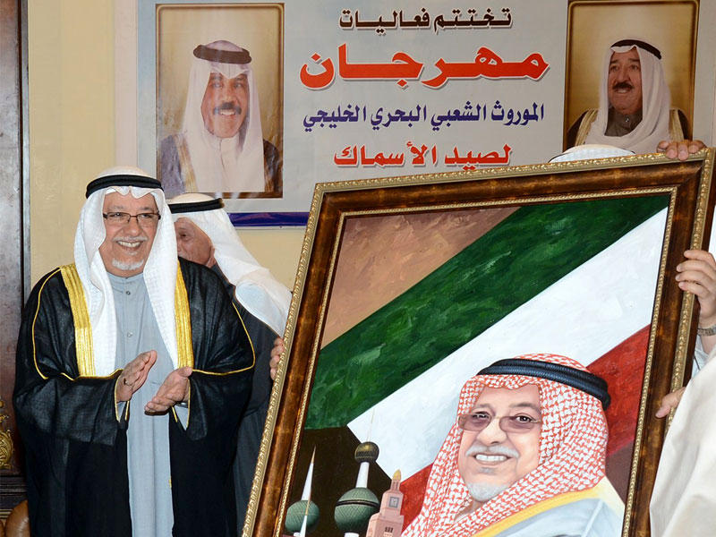  نائب وزير شؤون الديوان الأميري الشيخ علي جراح الصباح خلال حضوره الحفل الختامي لفعاليات الموروث البحري 