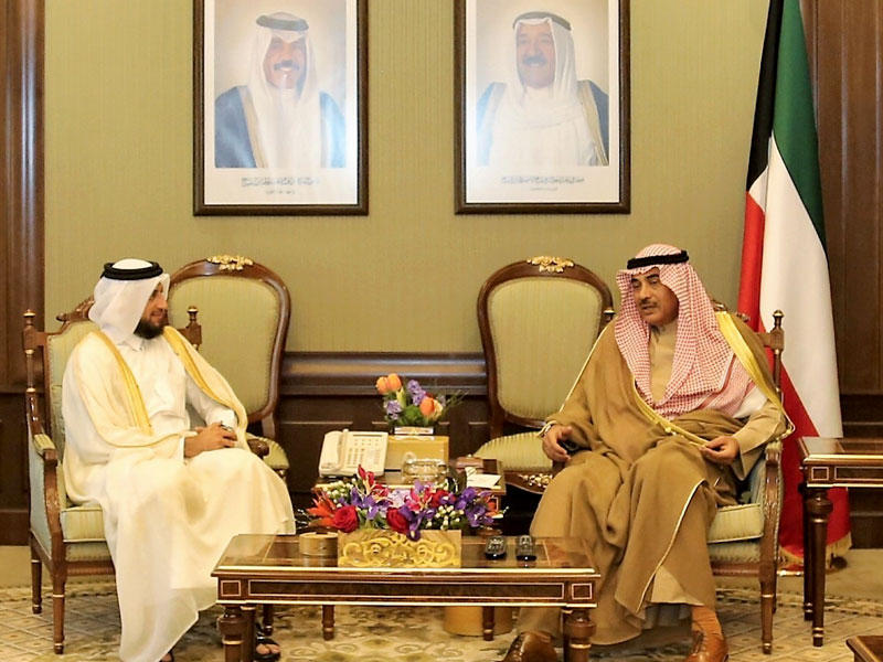  وزير الخارجية الشيخ صباح الخالد مع  مبعوث الأمين العام للأمم المتحدة للشؤون الإنسانية د. أحمد بن محمد المريخي