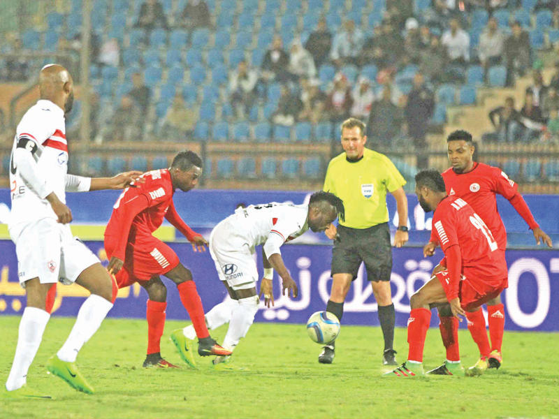 جانب من مباراة الزمالك ورينجرز بالقاهرة