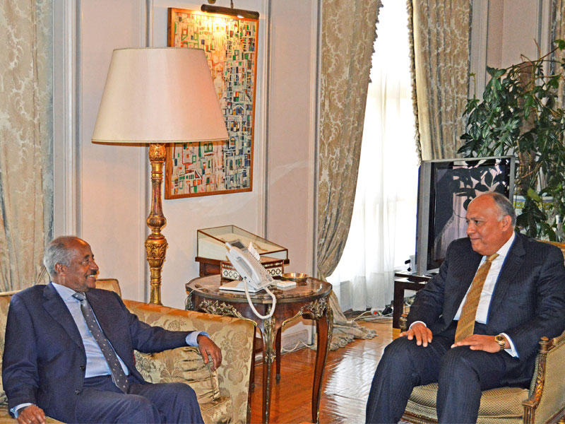 شكري مجتمعا بنظيره الاريتري عثمان صالح في القاهرة أمس (الجريدة)