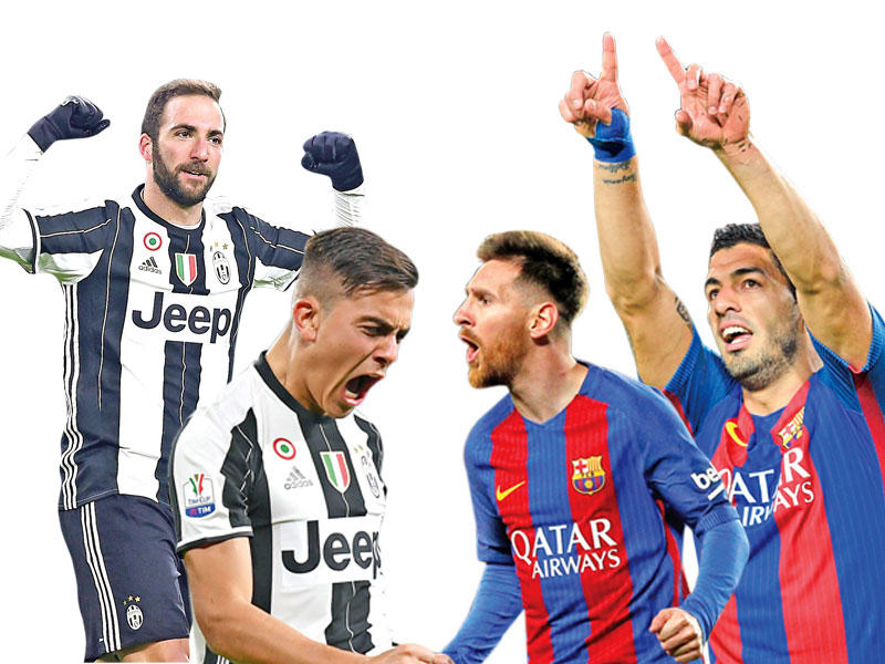 ميسي وسواريز نجما برشلونة - هيغواين وديبالا نجما يوفنتوس