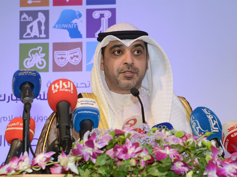  وزير الدولة لشؤون مجلس الوزراء ووزير الإعلام بالوكالة الشيخ محمد العبدالله يلقي كلمة الافتتاح