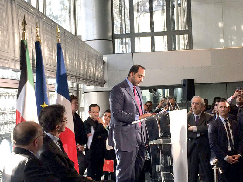 العبدالله خلال كلمته في افتتاح مكتبة معهد العالم العربي أمس الأولn