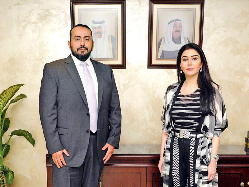 أفراح الصراف وباسل الصباح على هامش الإعلان عن اليوم التوعوي