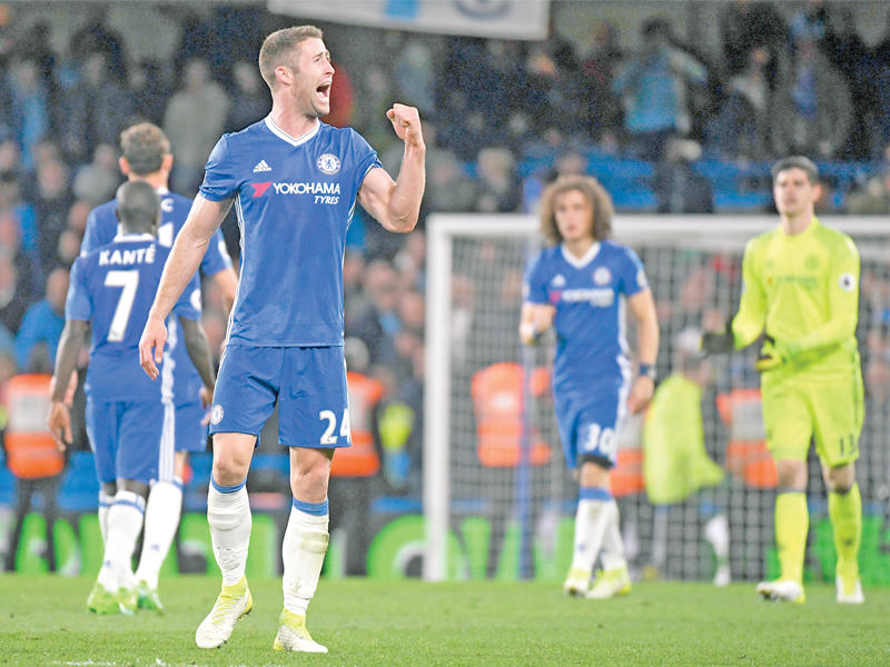 لاعبو تشلسي بعد الفوز على سيتي في الجولة الماضية