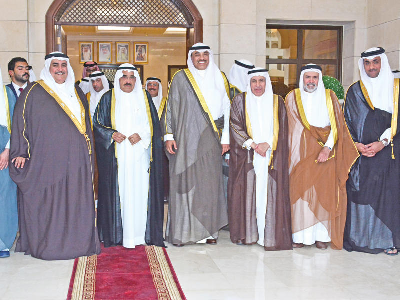 صباح الخالد ونظيره البحريني وسفراء دول «التعاون» خلال افتتاح السفارة البحرينية اليوم
